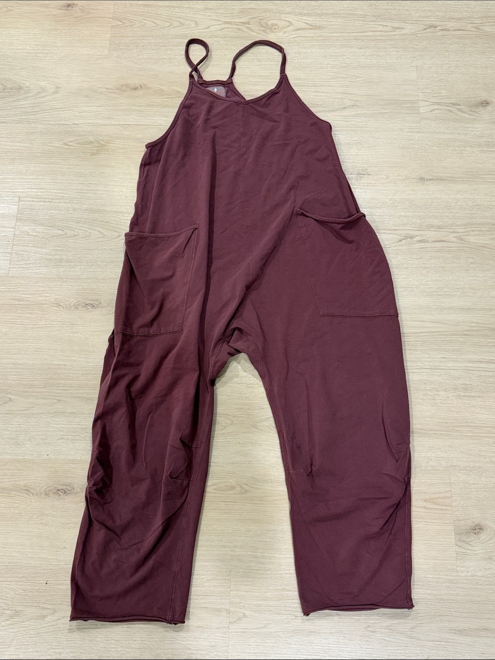 Free People XS Women’s Burgundy Wide-Leg Jumpsuit with Pockets